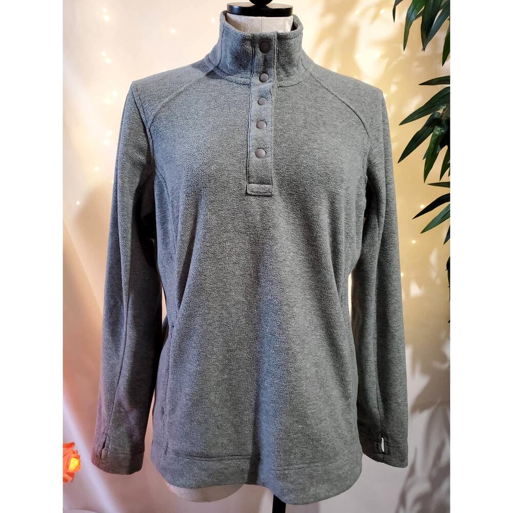 Duluth Trading Company Frost Lake Women's M Fleece Pullover Gray Zip Pocket